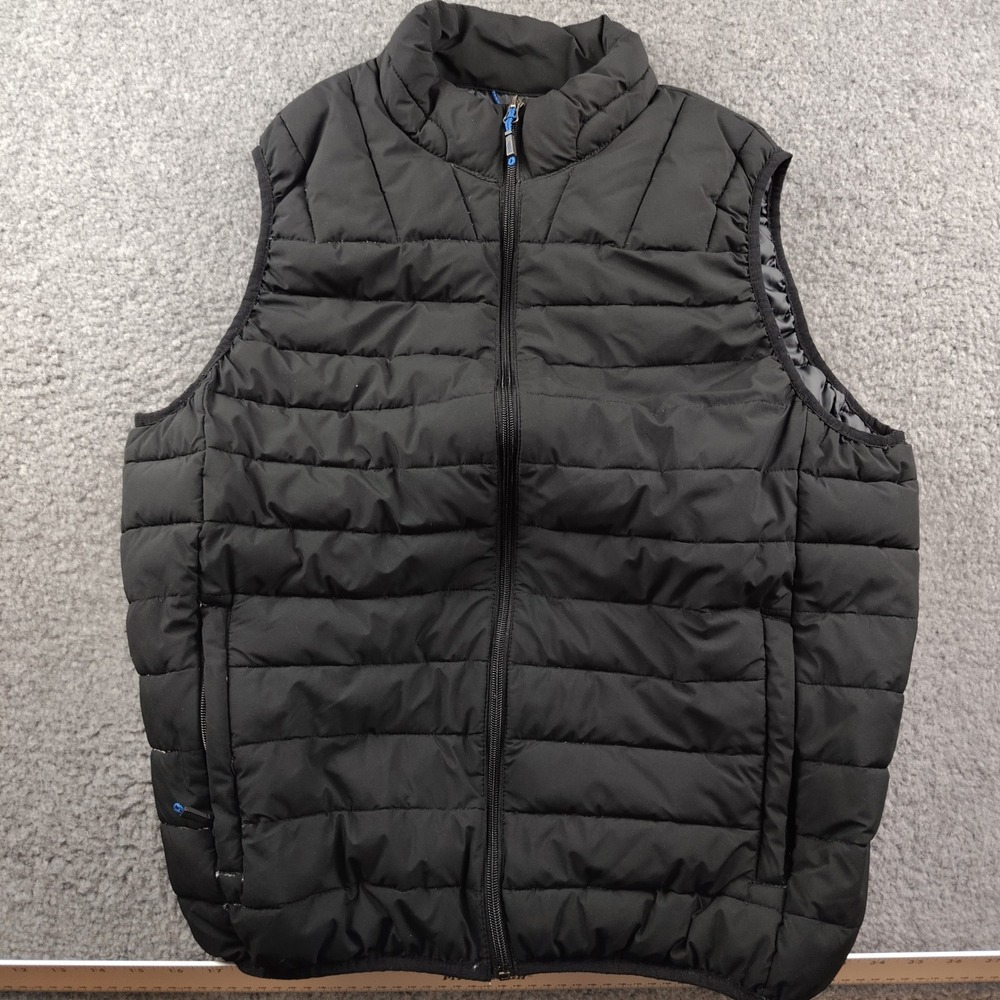 Hawke & Co Mens Large Puffer Vest Black Quilted Full Zip Sleeveless Jacket